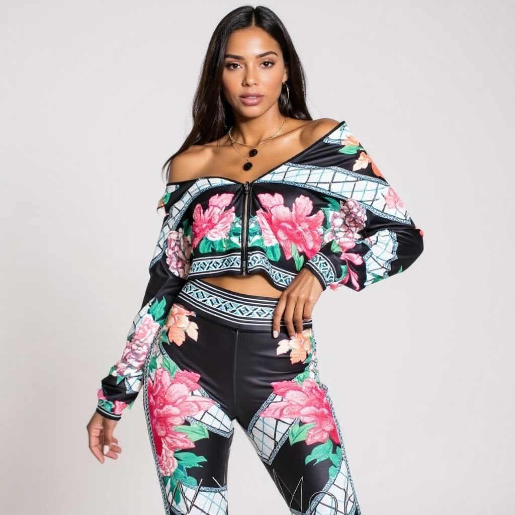 Black & Floral Set