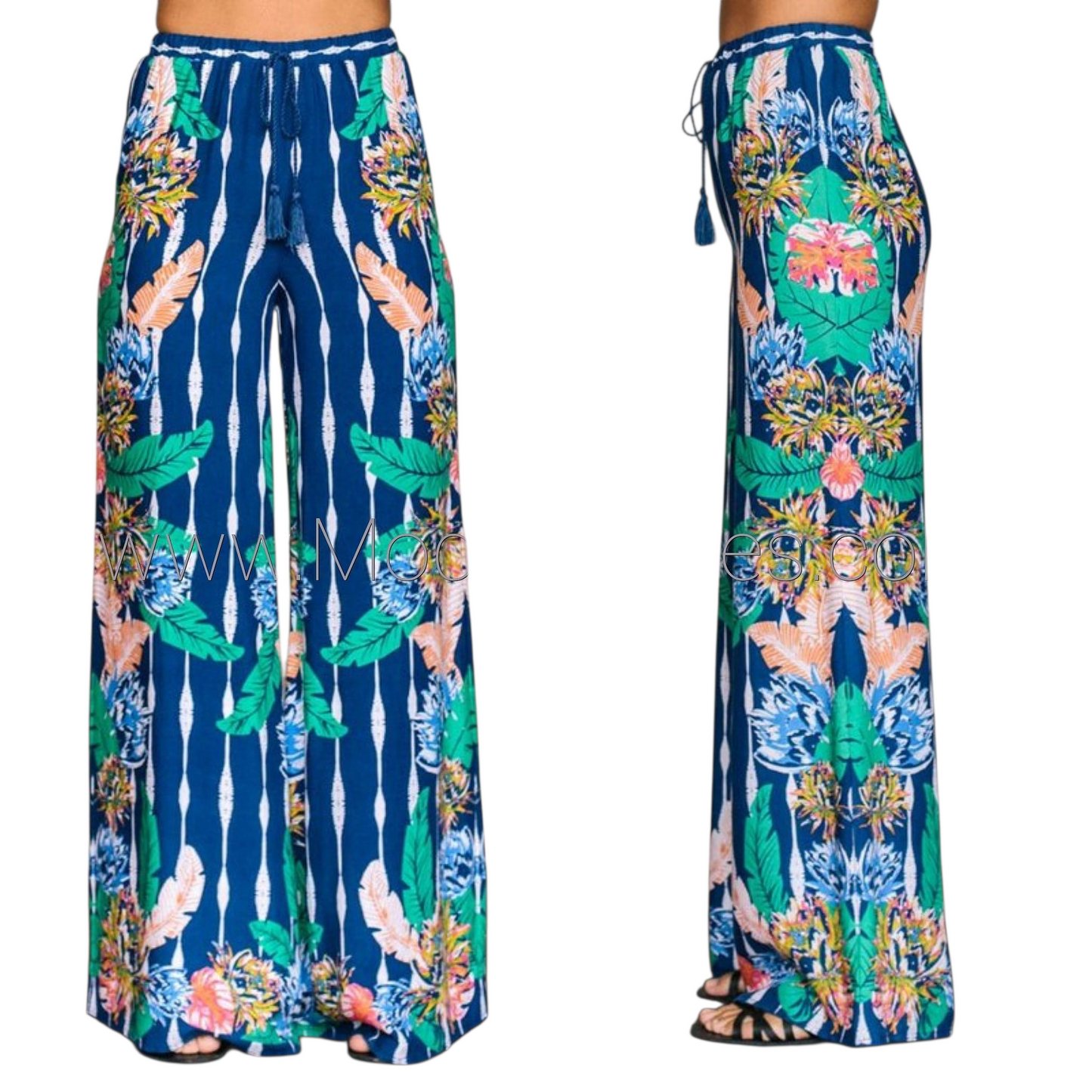 Tropical Wide Leg Pants
