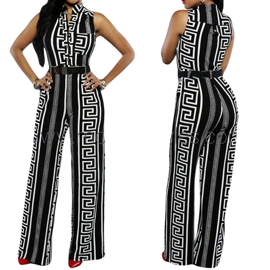 Geometric Jumpsuit w/ Belt